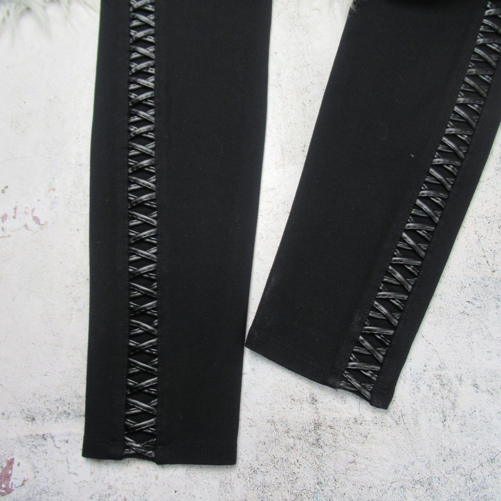 LYSSE Sedona Black Faux Leather Braided Sides Leggings Lace Up Women’s Size XS - Picture 5 of 11